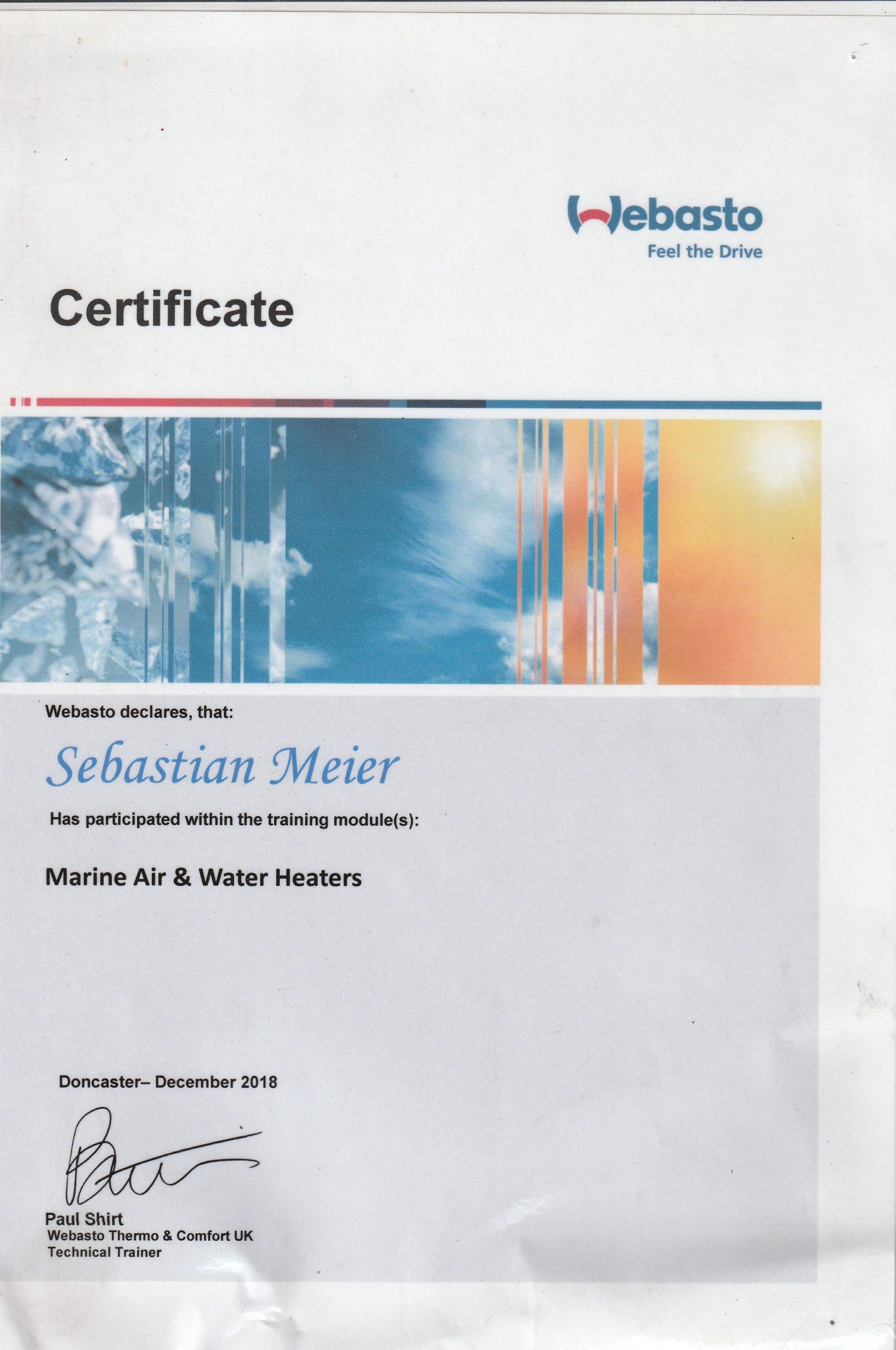 Webasto Training Certificate