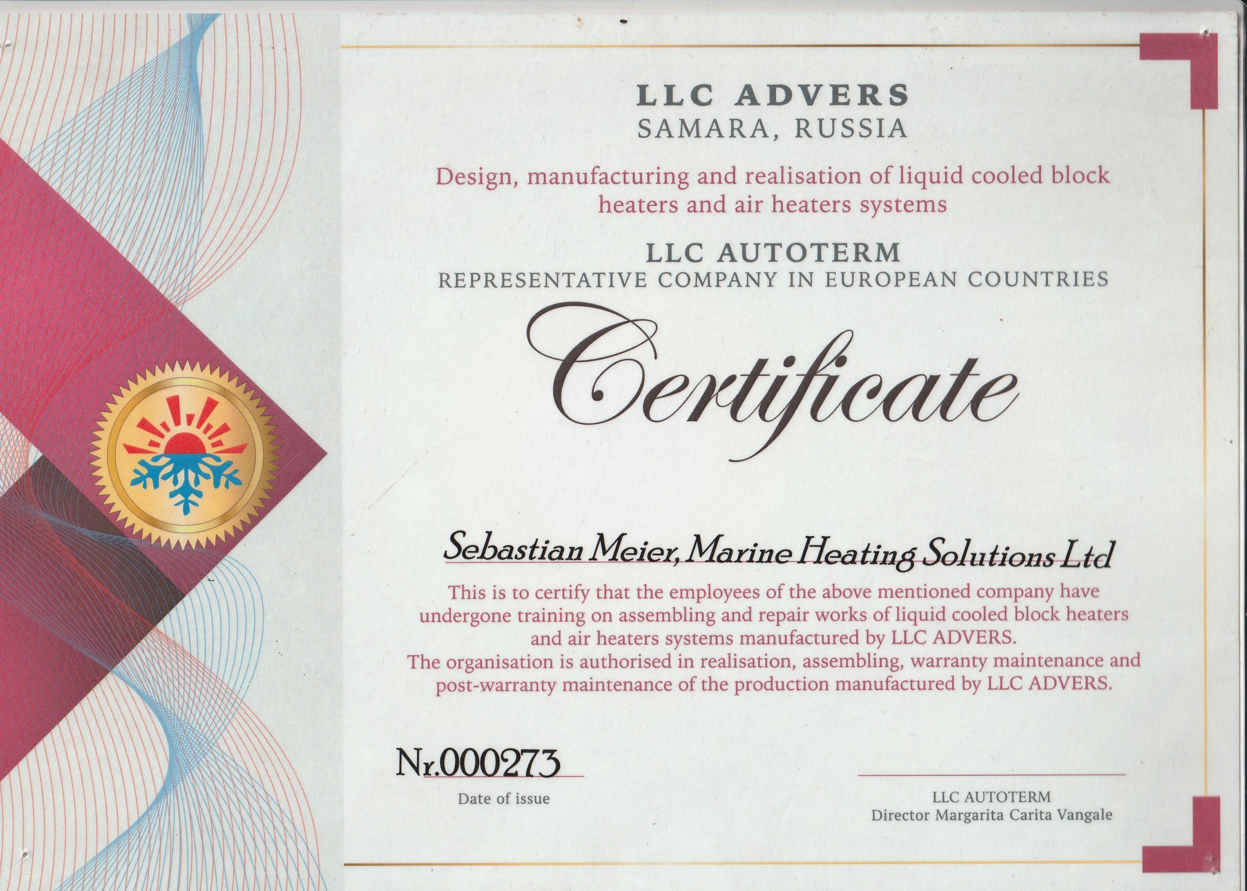 Autoterm Training Certificate