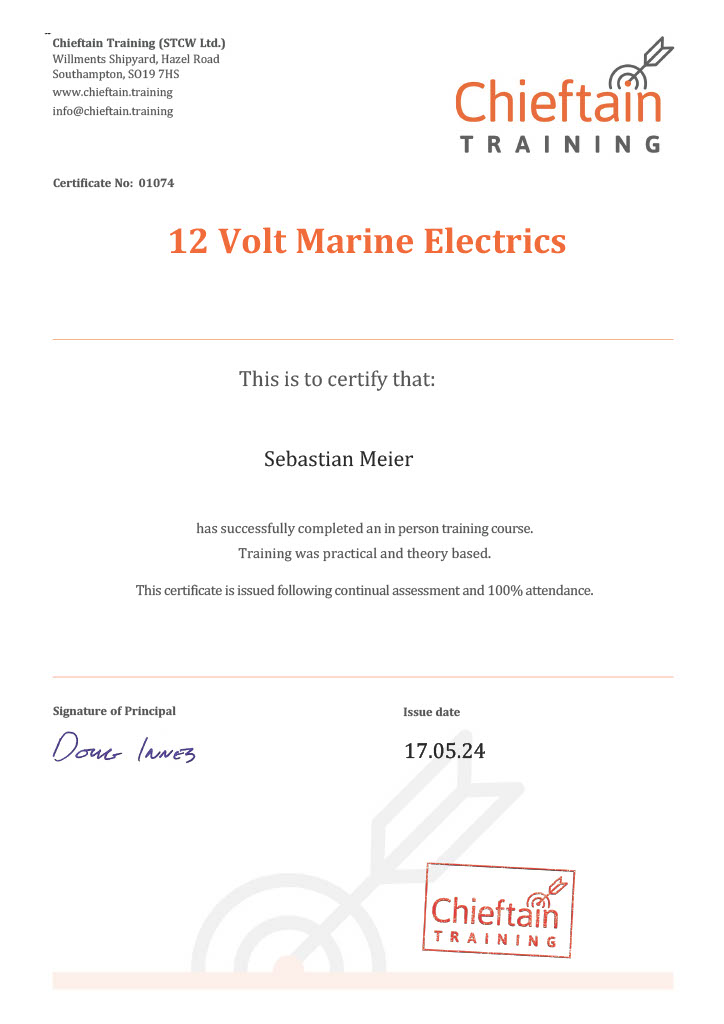 Marine Electrics Certificate