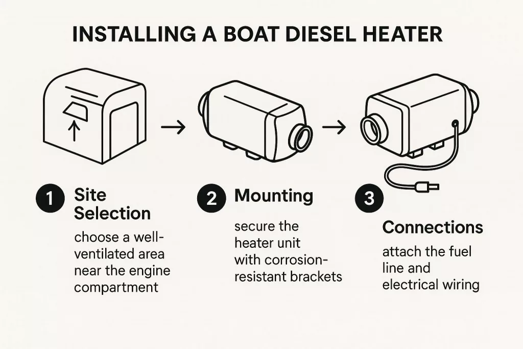 Boat Diesel Heater Installation Infographic