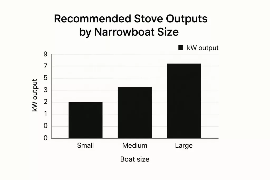 Infographic for correct sizing of Narrowboat Wood Burning Stoves