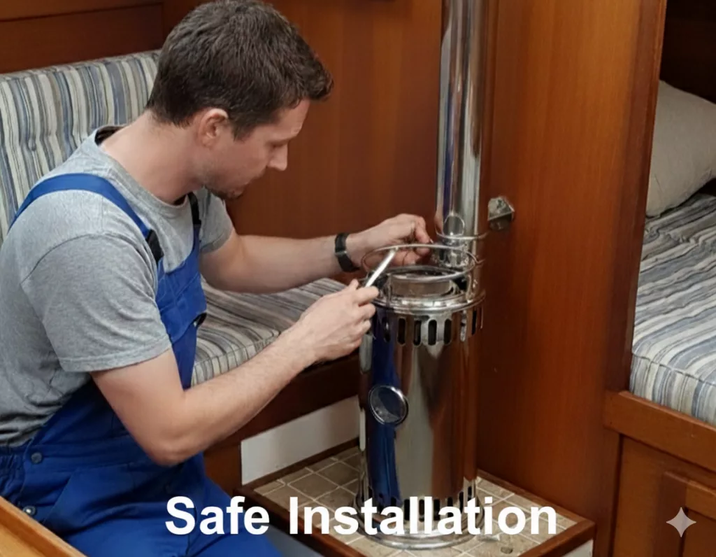 An engineer safely installing a Refleks Diesel Heater